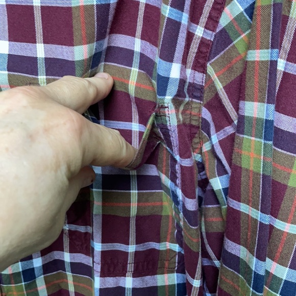 Eddie Bauer Cotton Burgundy Plaid Long Sleeves Shirt Button Down Collar XL - Picture 6 of 14